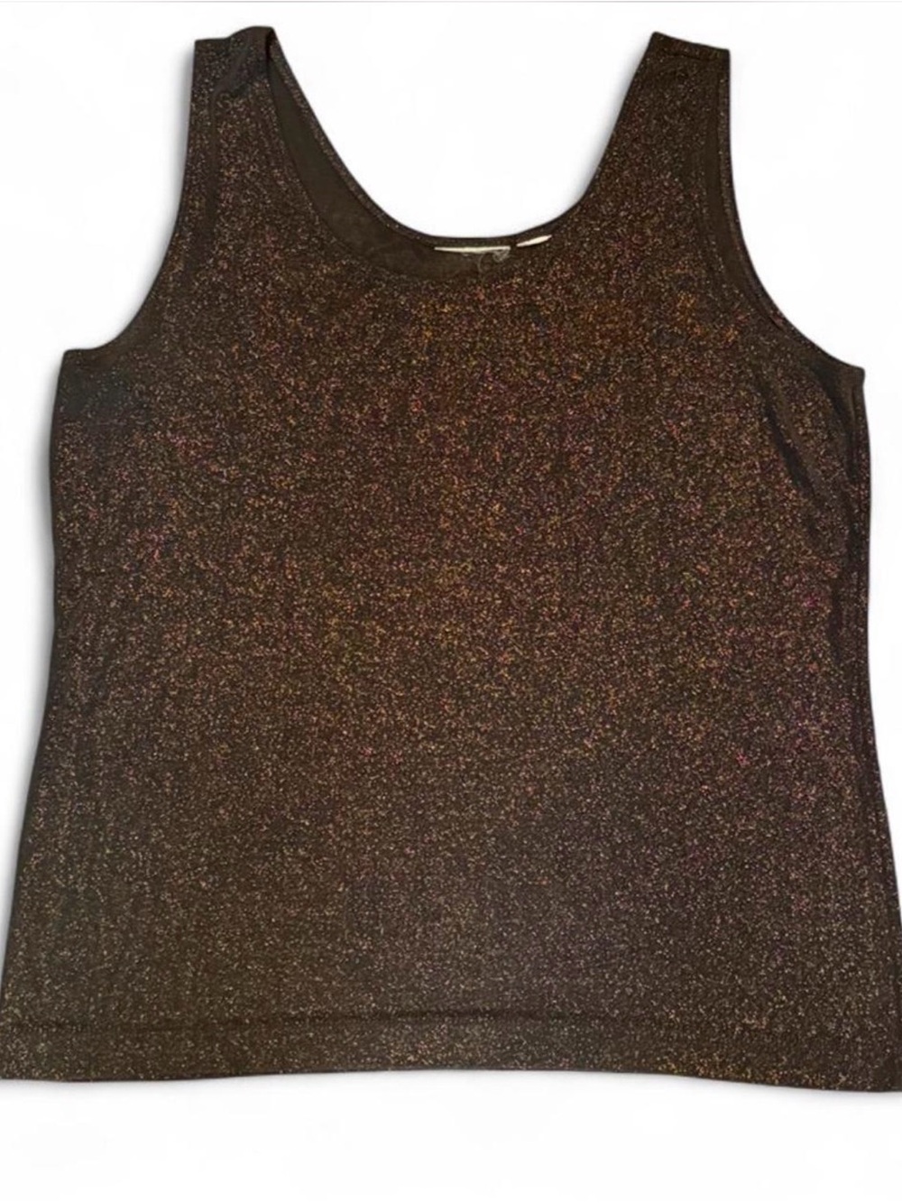 Shimmer Scoop Neck Tank Top - Black